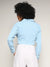 Powder Blue Striped Piping Top
