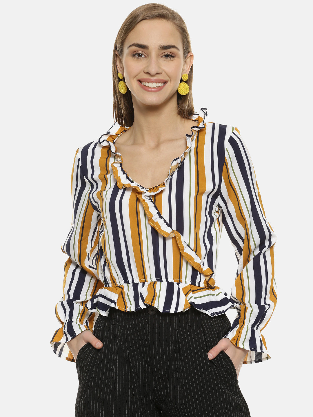 Campus Sutra Women Striped Casual Tops