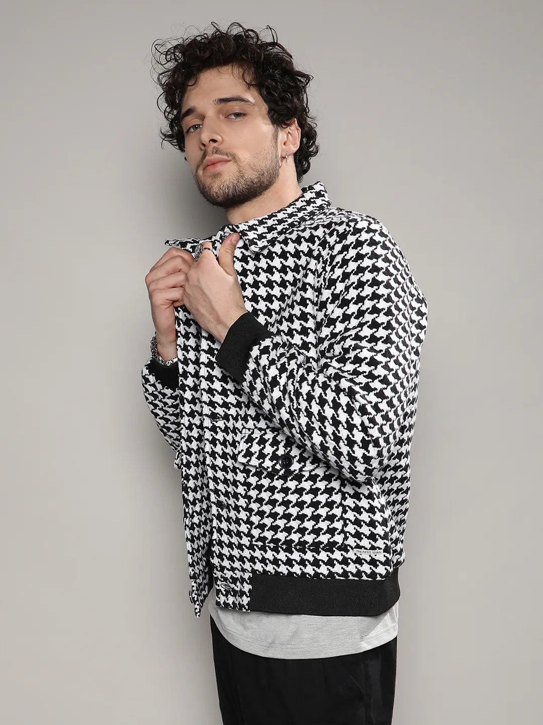 Houndstooth Denim Jacket