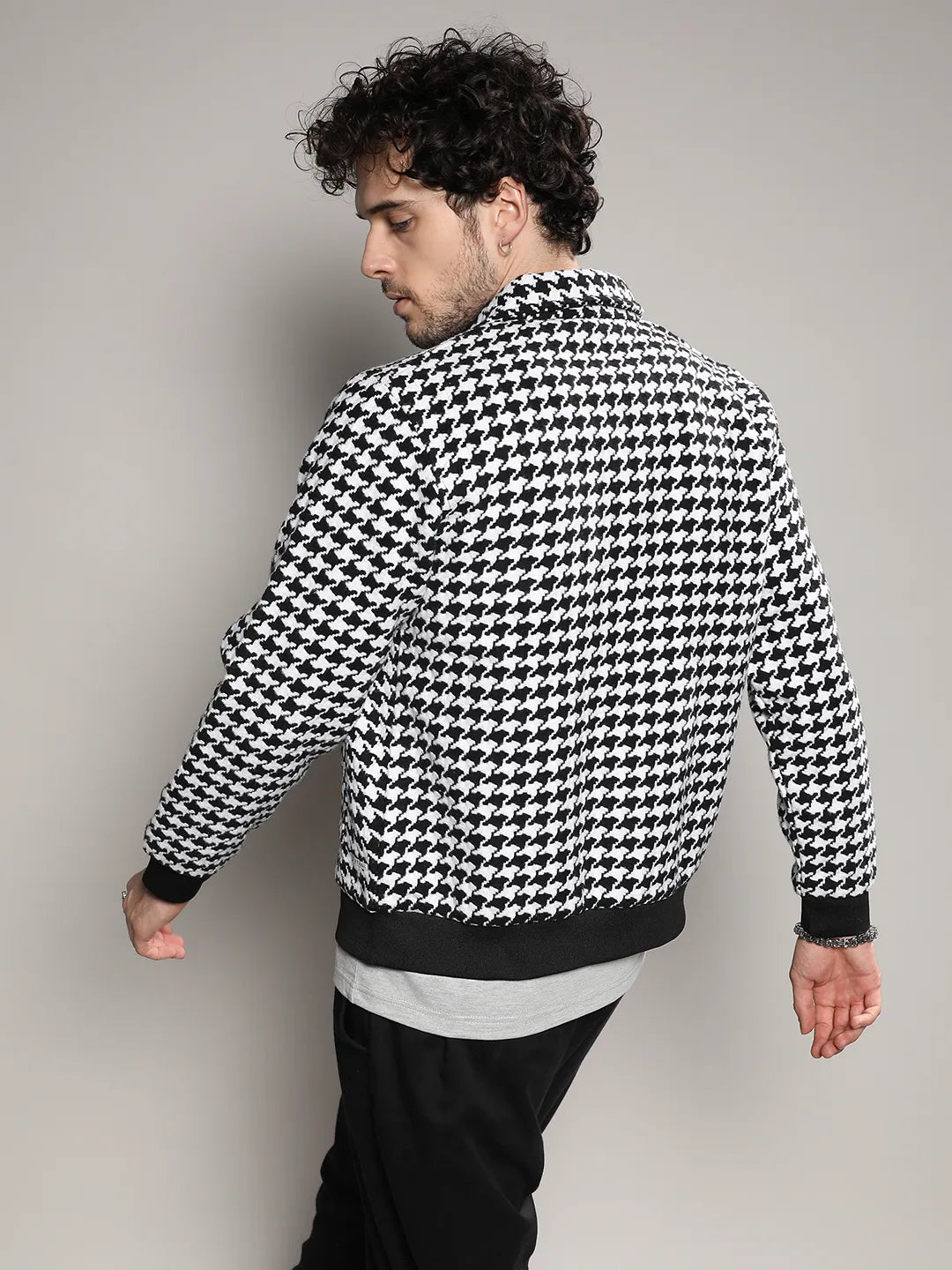 Houndstooth Denim Jacket