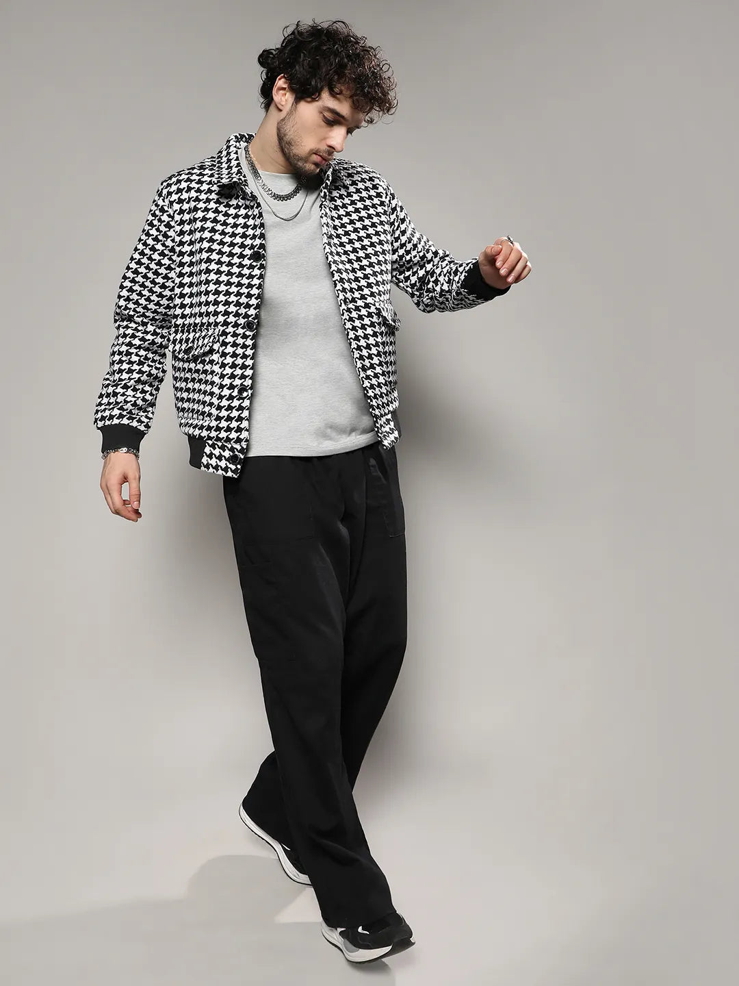 Houndstooth Denim Jacket