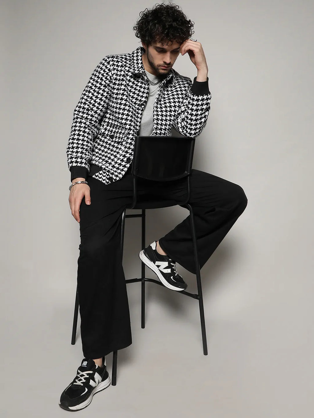 Houndstooth Denim Jacket