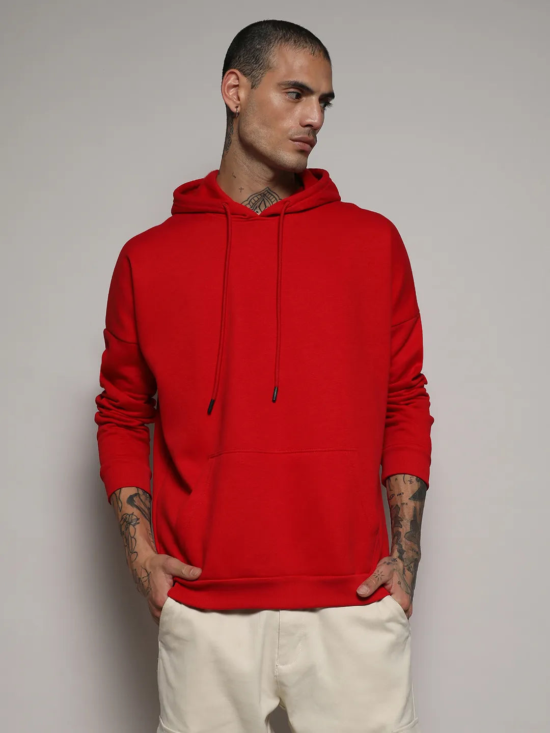 Oversized Basic Hoodie With Kangaroo Pocket