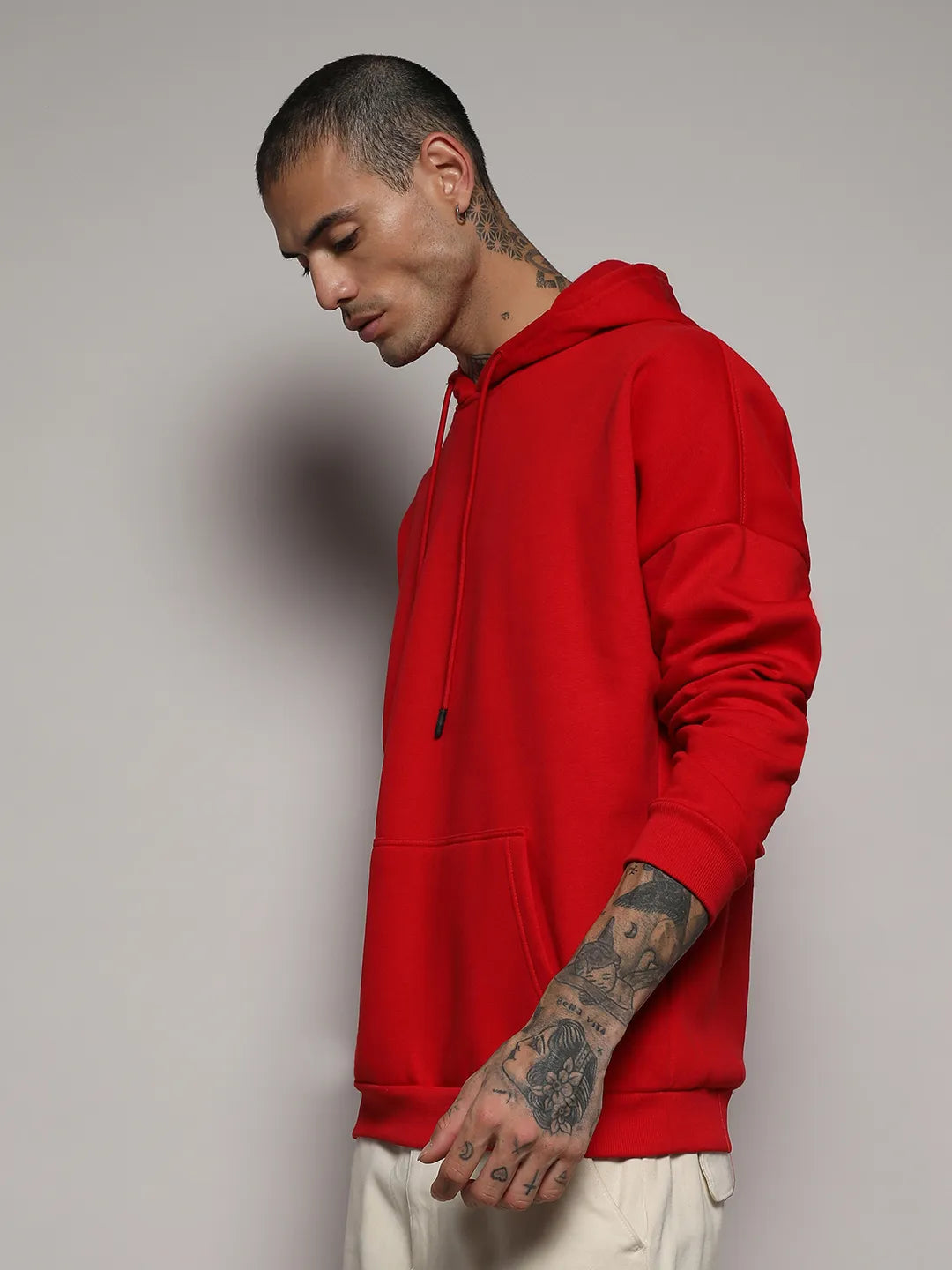 Oversized Basic Hoodie With Kangaroo Pocket