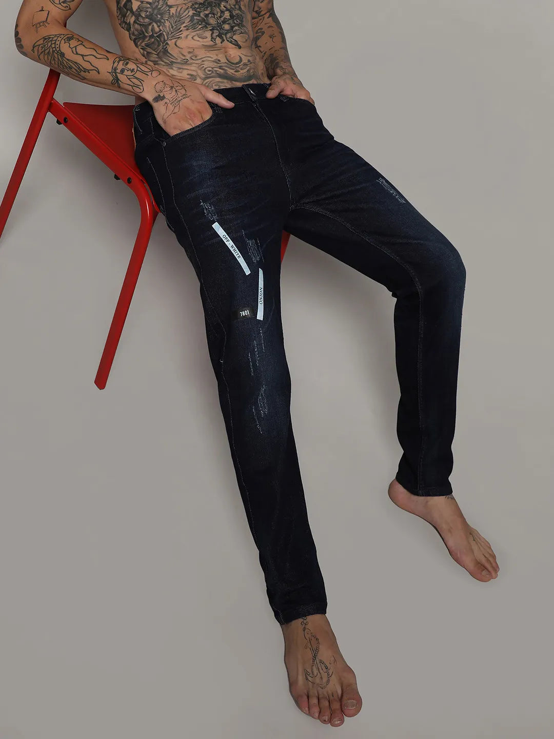 Rent Buy Fabric-Brand & Co. Mens Distressed Denim Jeans | MY WARDROBE HQ