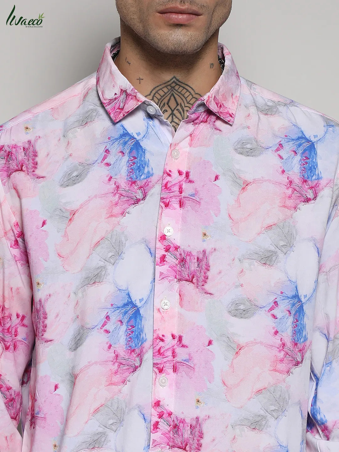 EcoLiva Fuchsia Pink Faded Wildflower Shirt