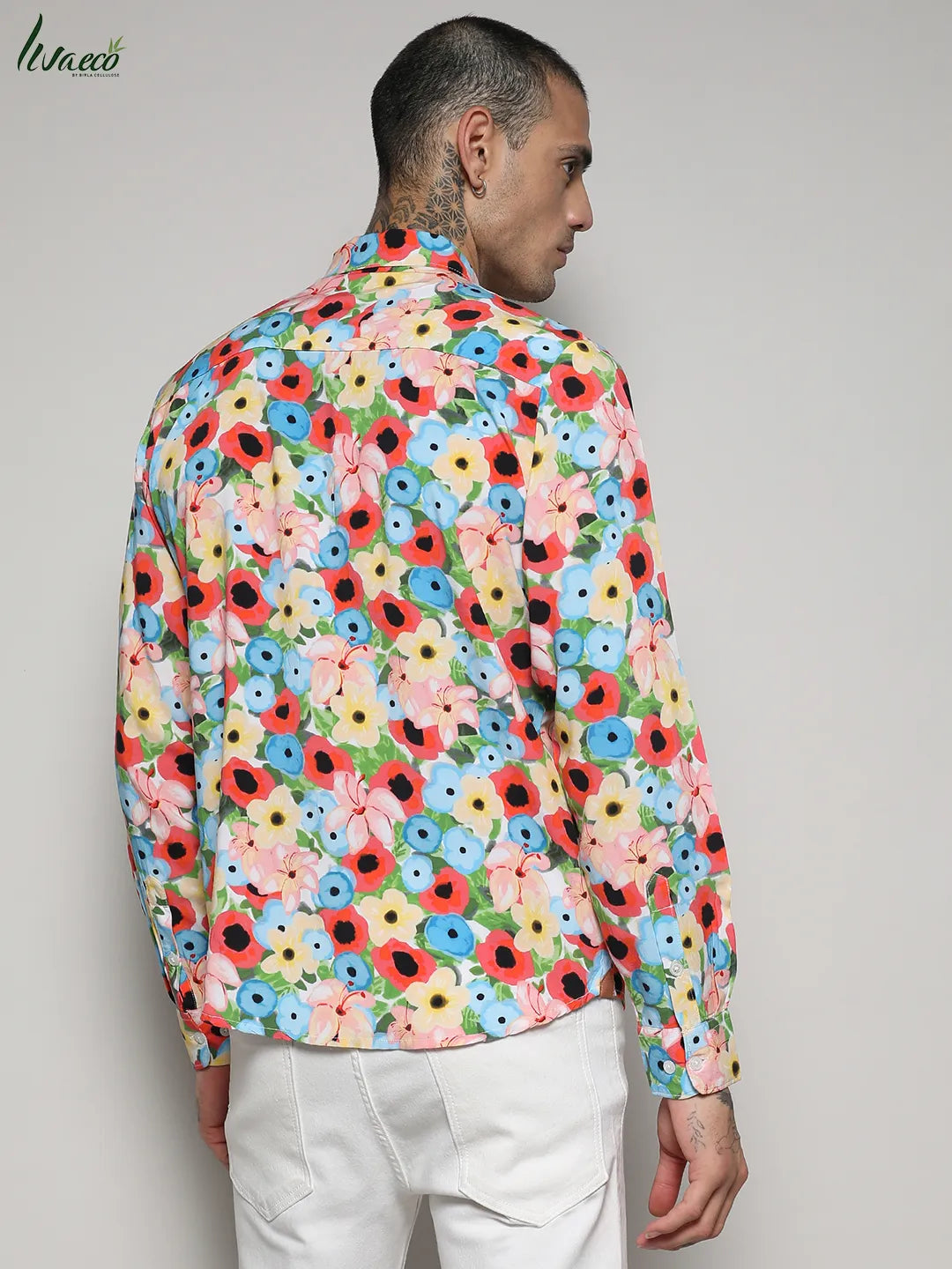 Ecoliva Artistic Botanical Cluster Shirt