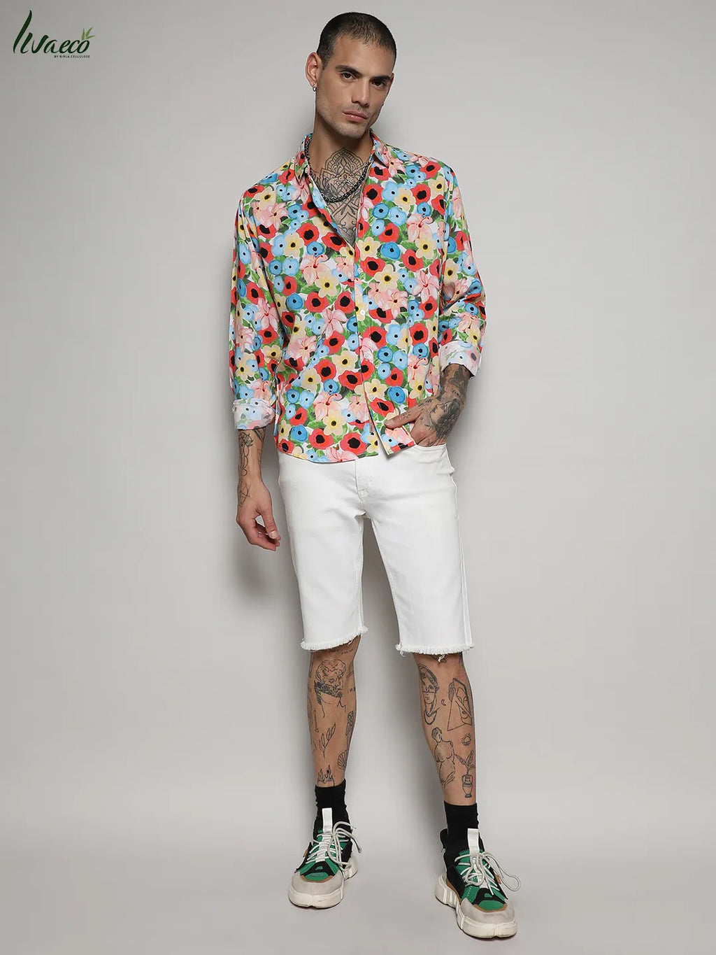 Ecoliva Artistic Botanical Cluster Shirt