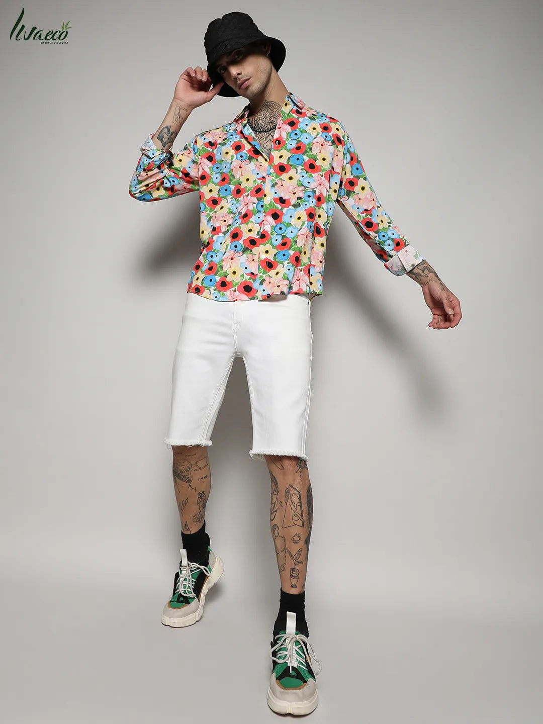 Ecoliva Artistic Botanical Cluster Shirt