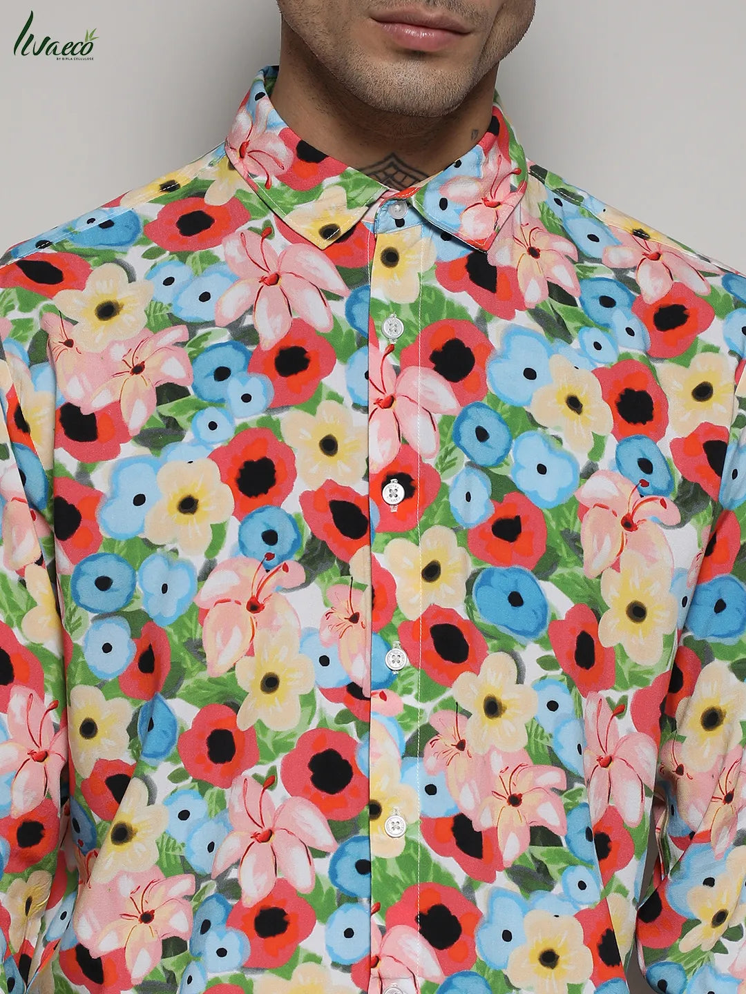EcoLiva Multicolour Artistic Botanical Cluster Shirt