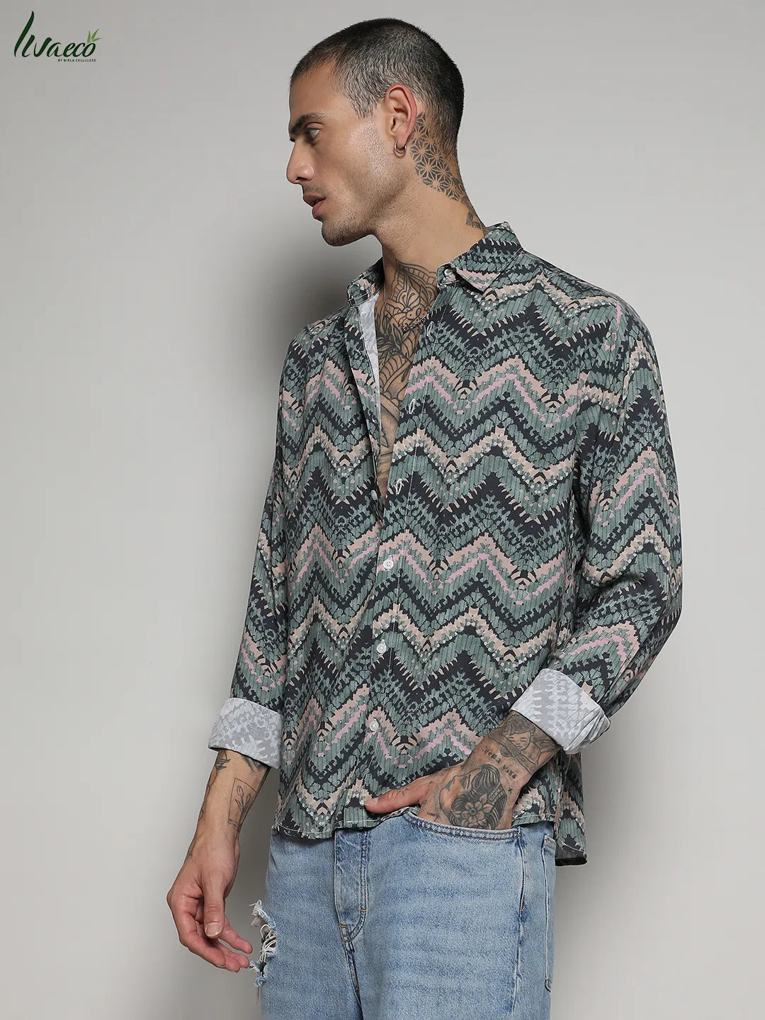 Ecoliva Abstract Zig Zag Shirt