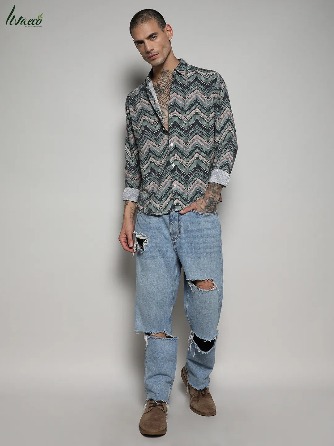 Ecoliva Abstract Zig Zag Shirt