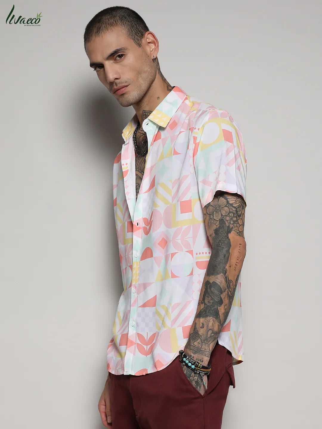 Ecoliva Geometric Floral Block Shirt