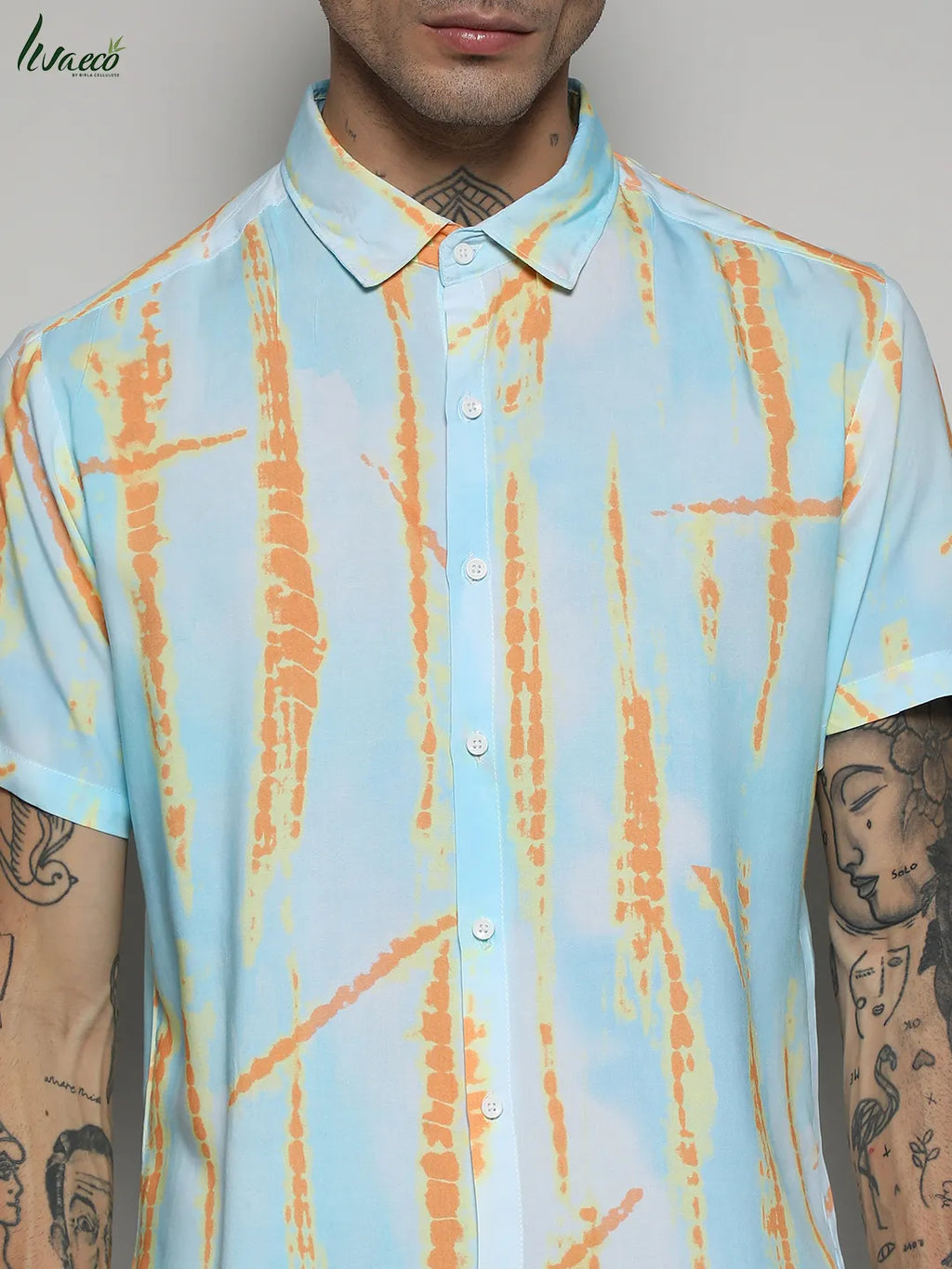 EcoLiva Sky Blue &  Orange Pastel Tie Dye Shirt