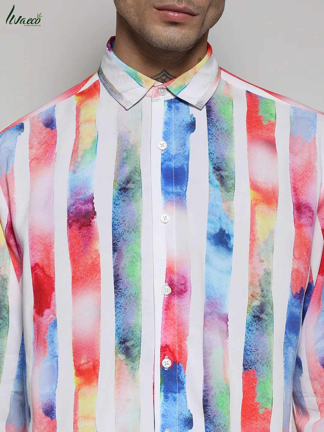 EcoLiva White Tie Dye Striped Shirt