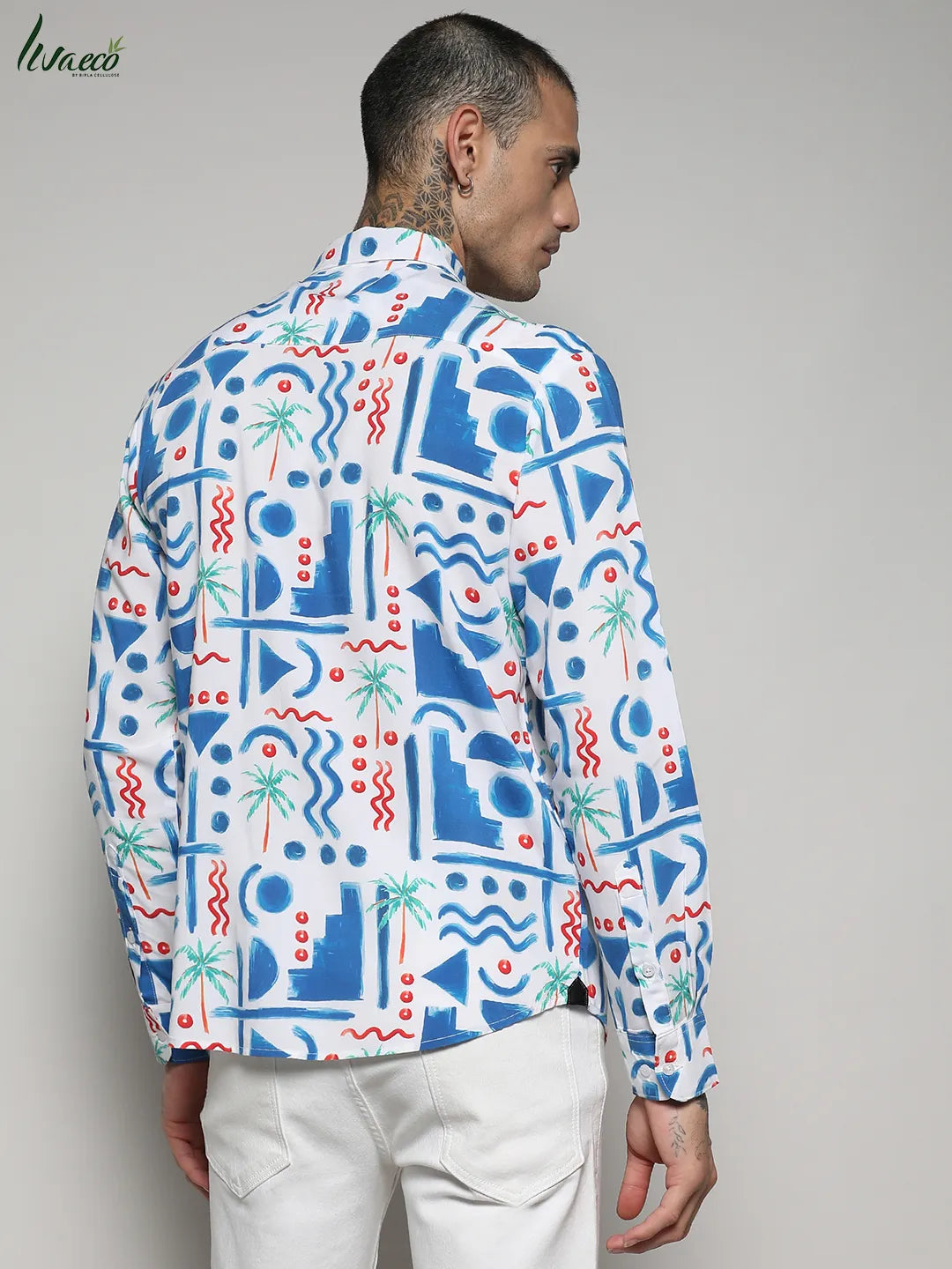 Ecoliva Geometric Palm Tree Shirt