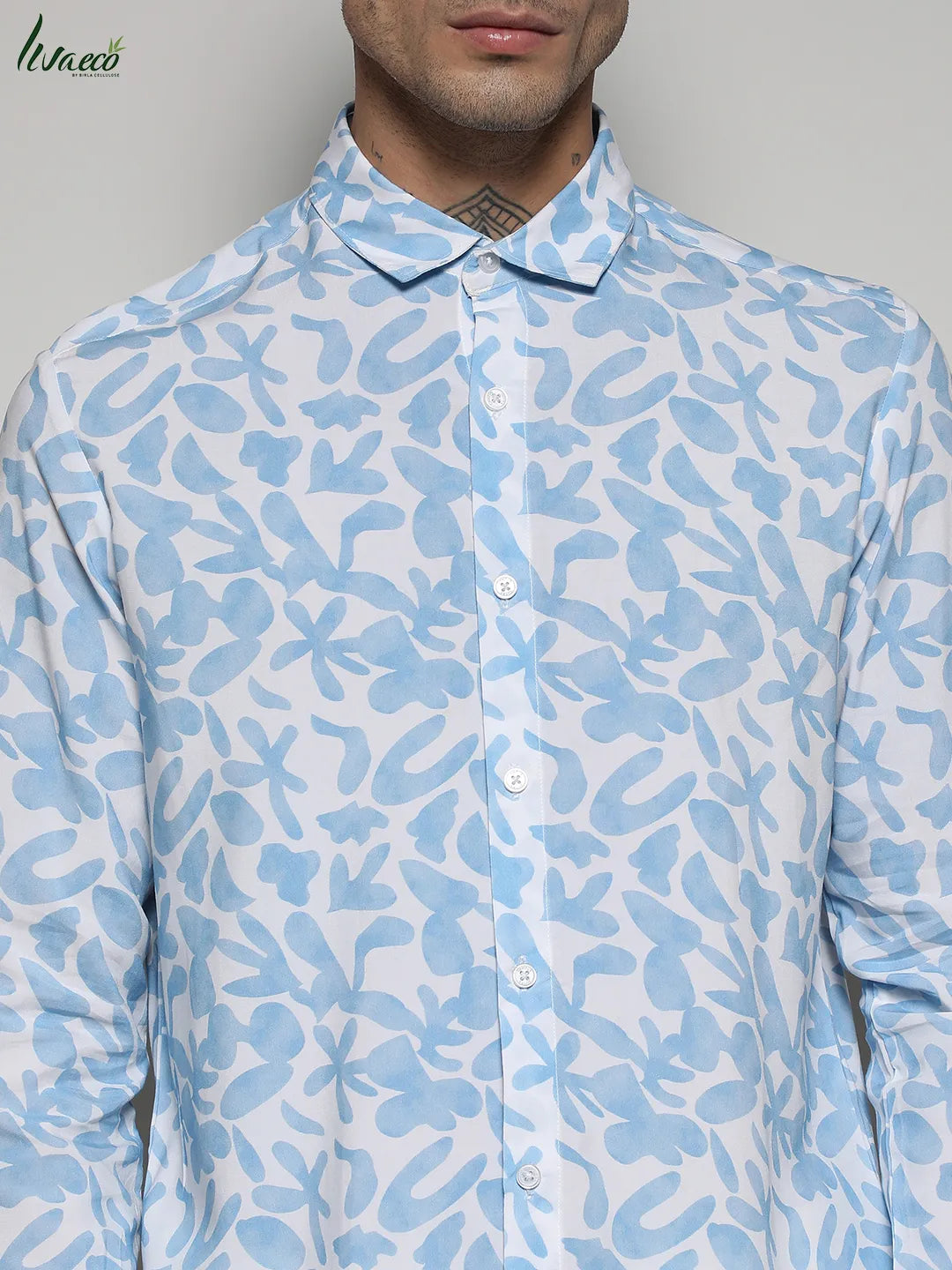 EcoLiva White & Blue Water Strokes Shirt