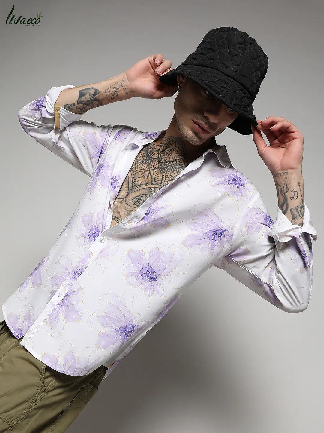 Ecoliva Faded Floral Strokes Shirt