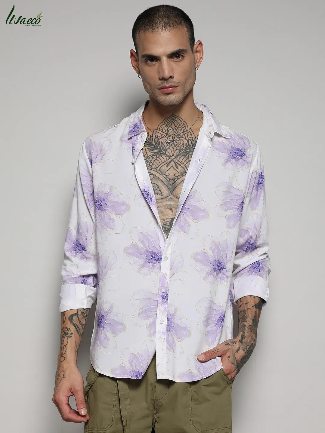 Ecoliva Faded Floral Strokes Shirt