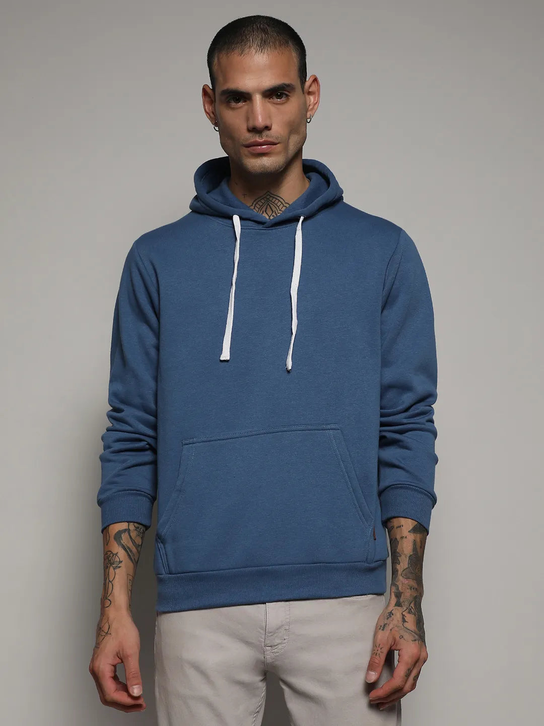 Pullover Hoodie With Contrast Drawstring