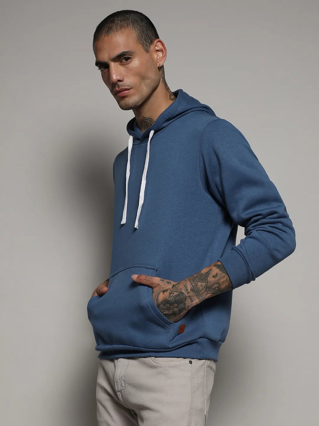 Pullover Hoodie With Contrast Drawstring