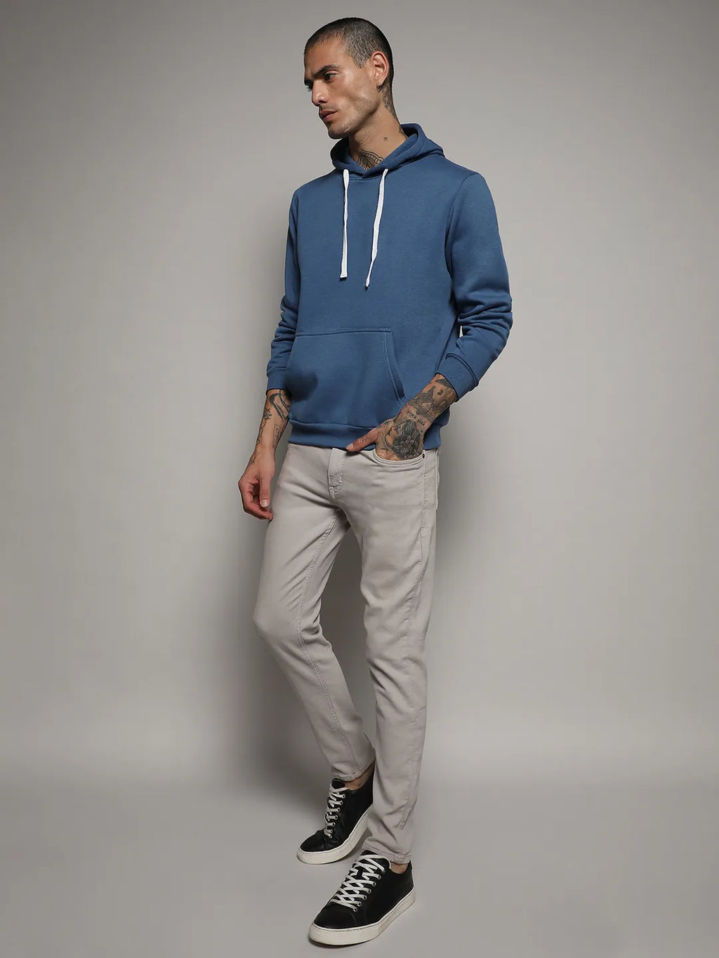 Pullover Hoodie With Contrast Drawstring