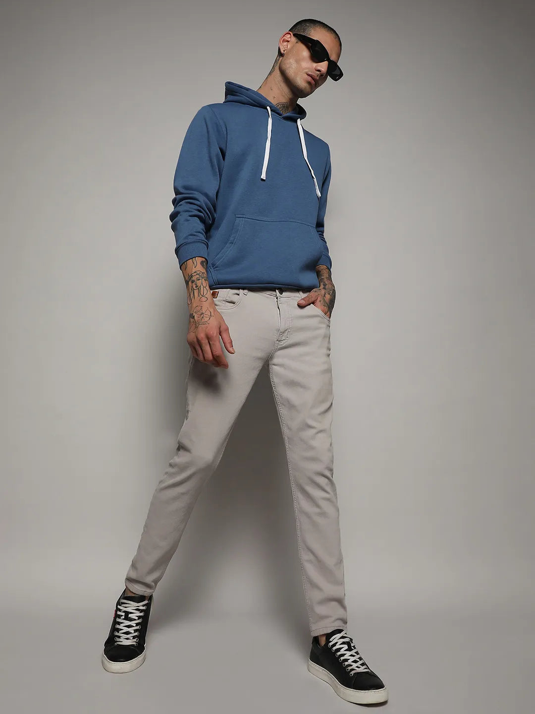 Pullover Hoodie With Contrast Drawstring