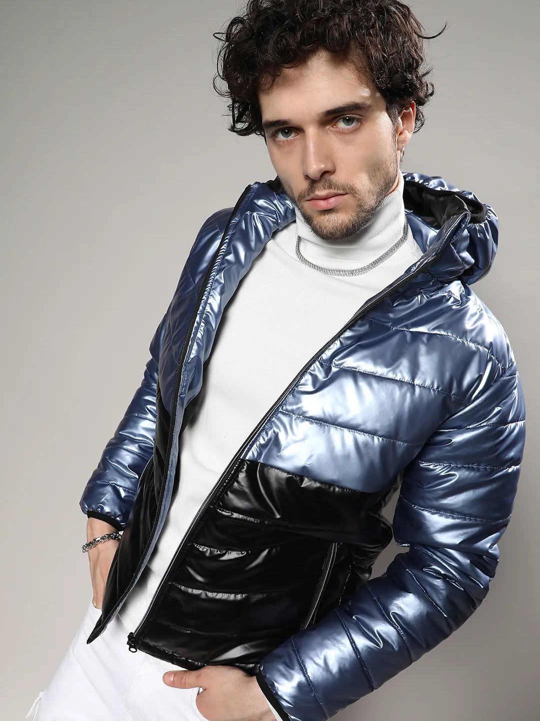 Metallic Quilted Puffer Jacket
