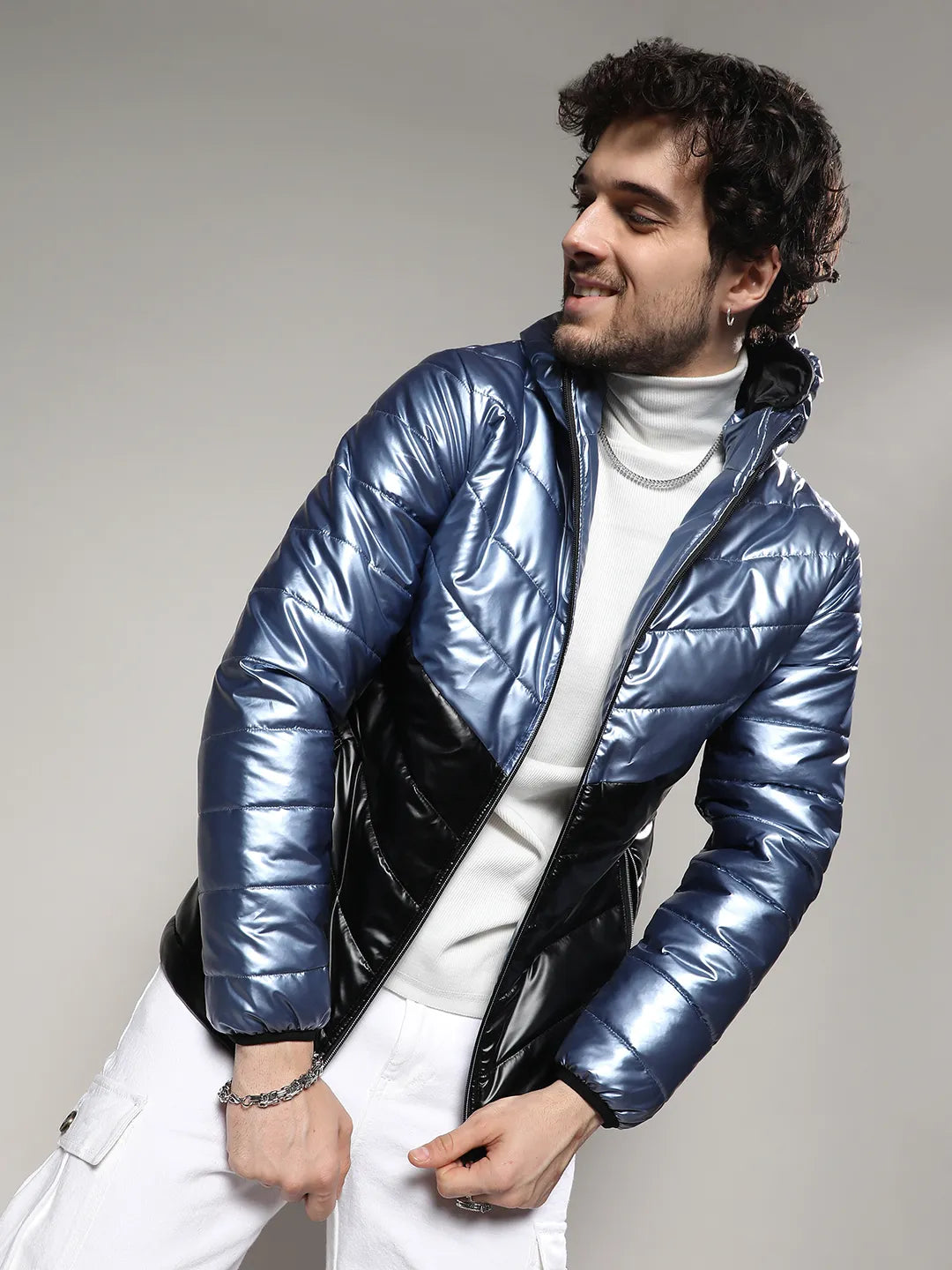 Metallic Quilted Puffer Jacket