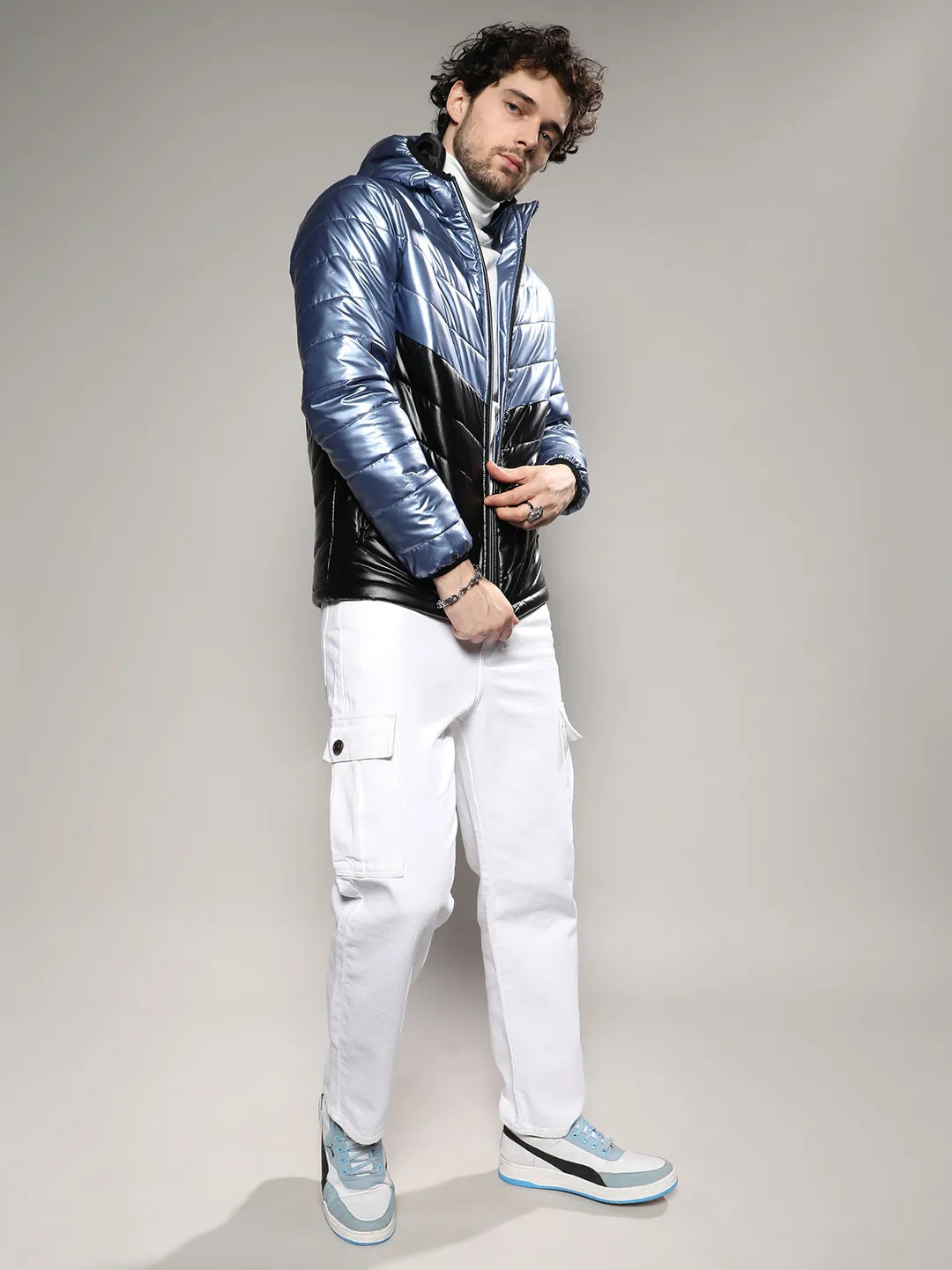 Metallic Quilted Puffer Jacket