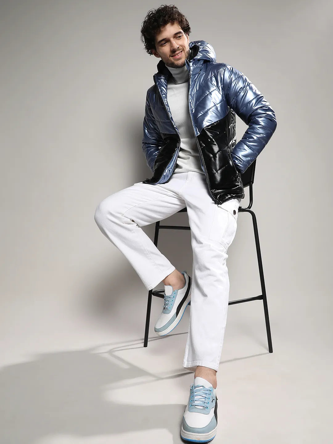 Metallic Quilted Puffer Jacket