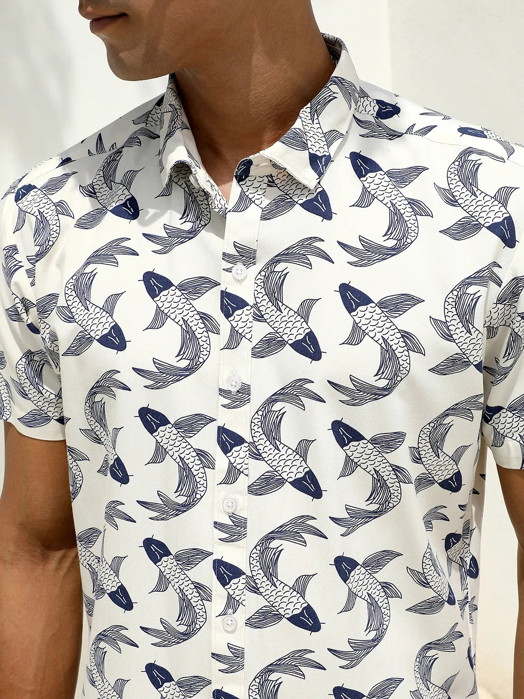 Fish Print Button Up Shirt