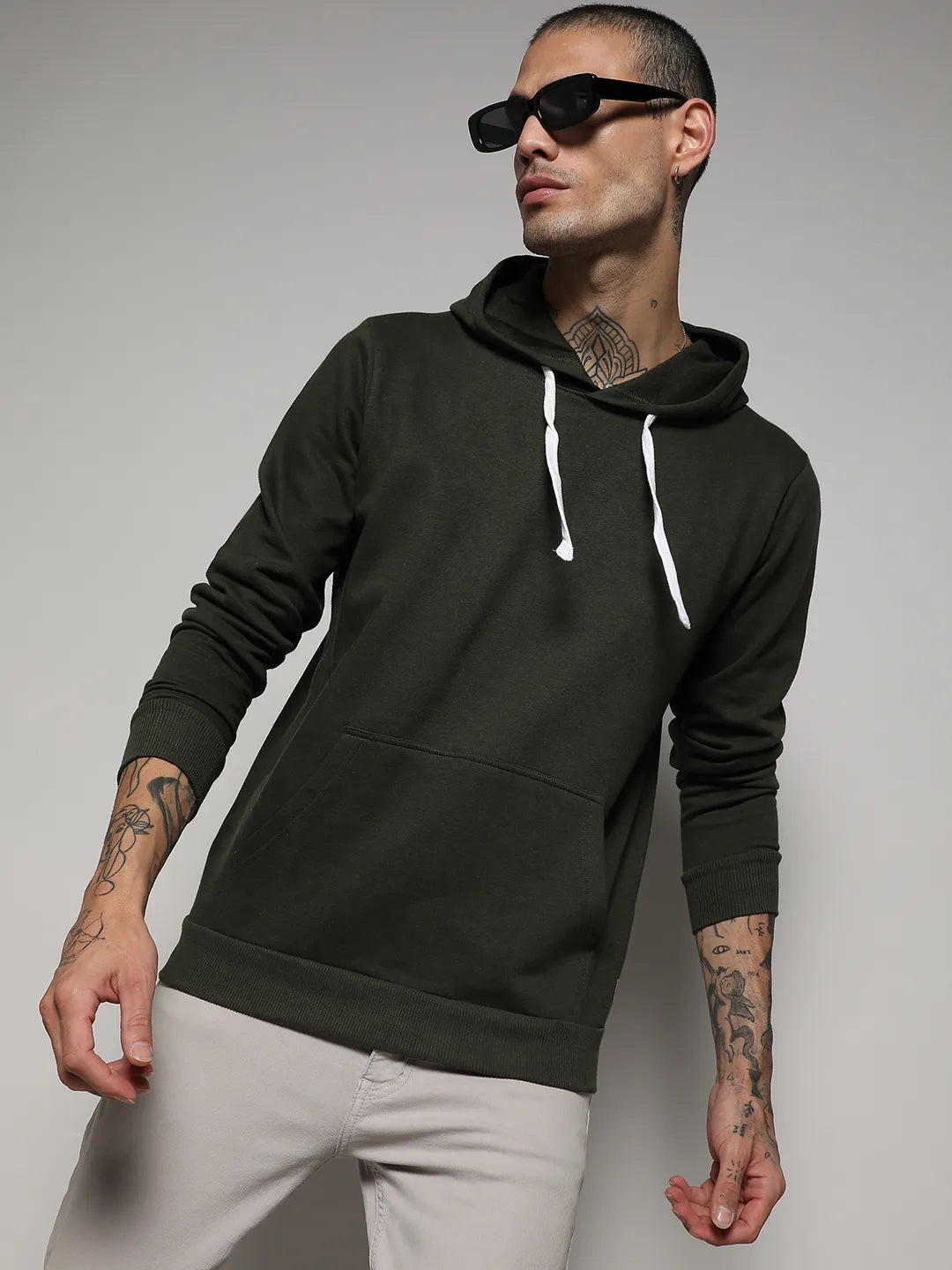 Pullover Hoodie With Contrast Drawstring