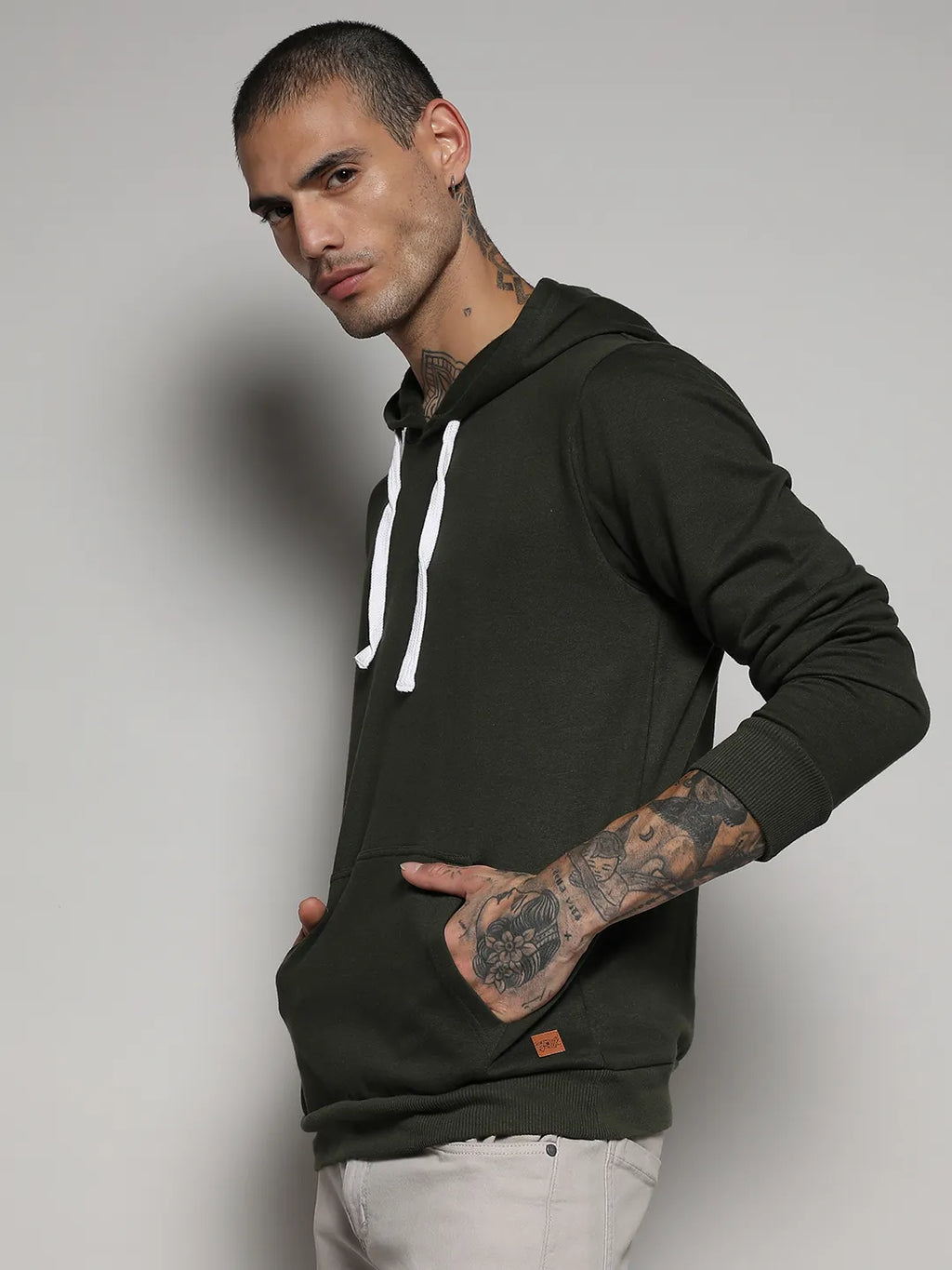 Pullover Hoodie With Contrast Drawstring