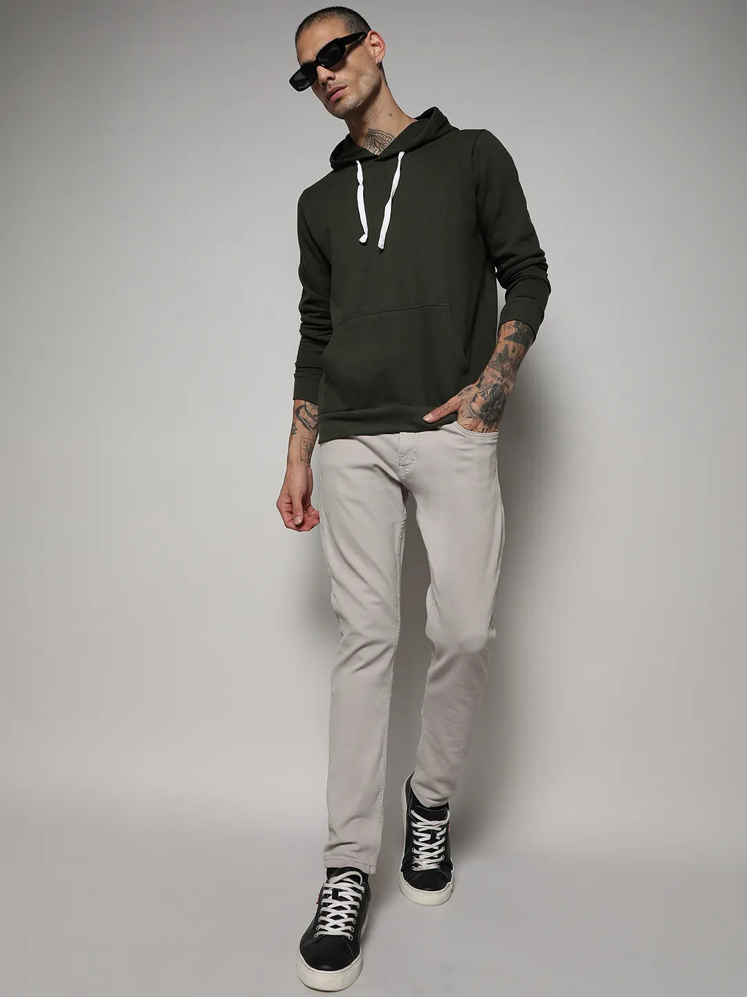 Pullover Hoodie With Contrast Drawstring