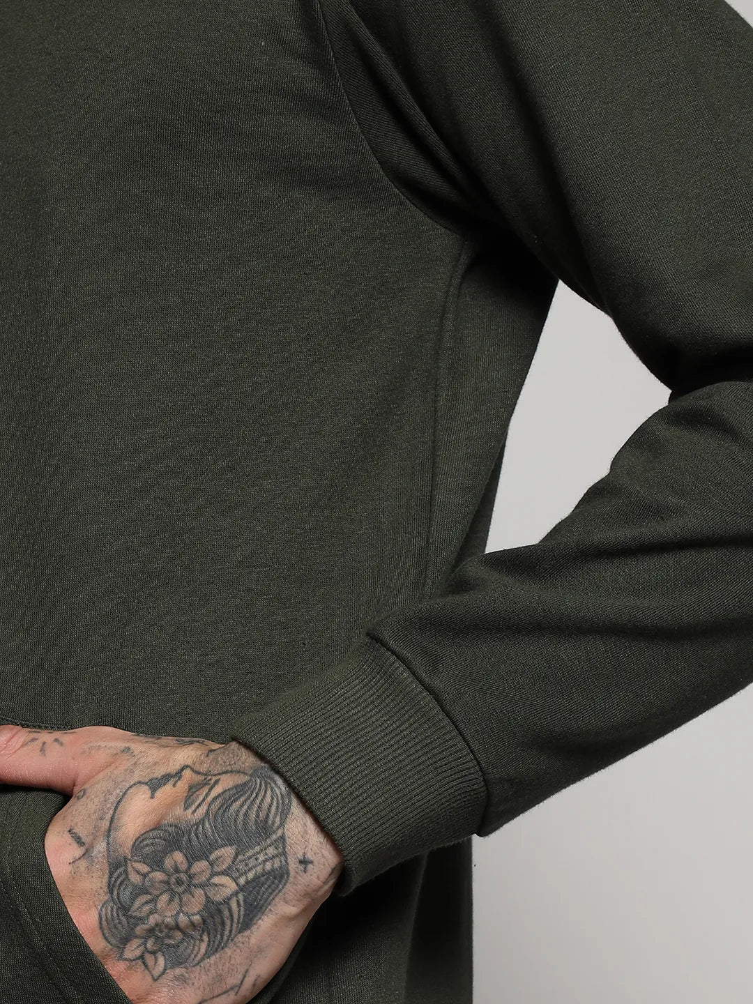 Forest Green Pullover Hoodie With Contrast Drawstring
