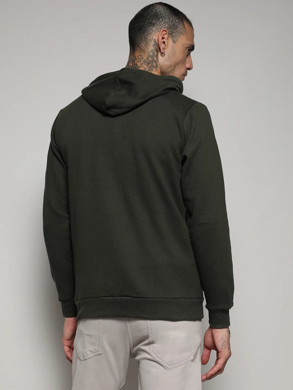 Zip-Front Hoodie With Contrast Drawstring