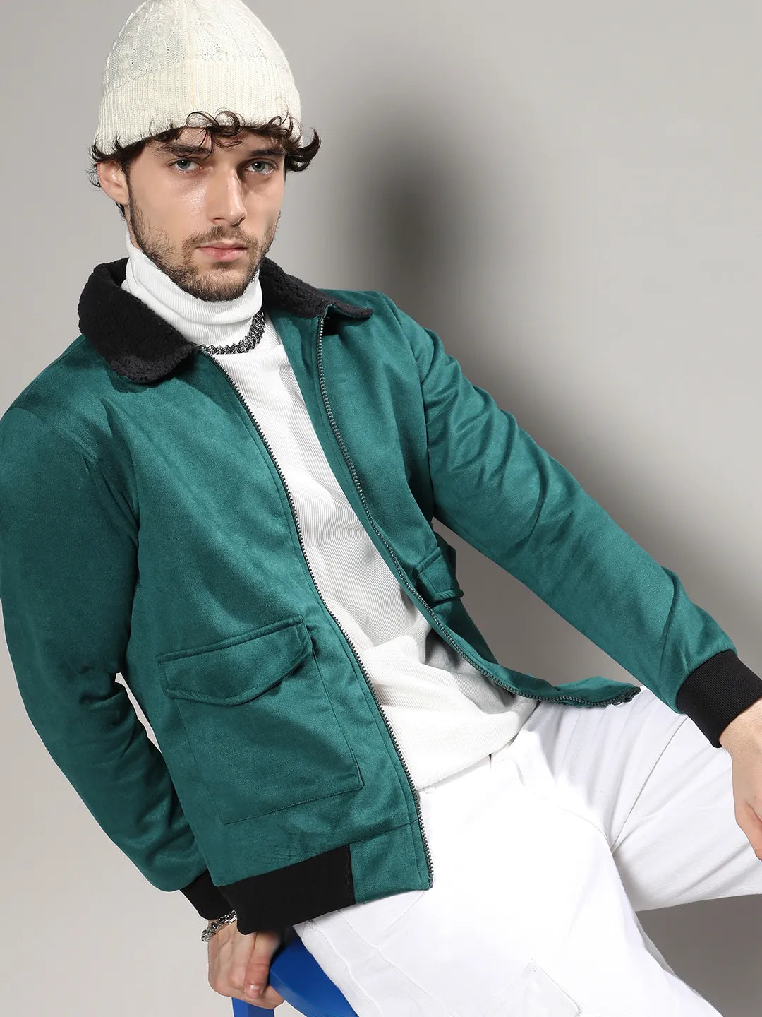 Zip-Front Jacket With Fleece Collar