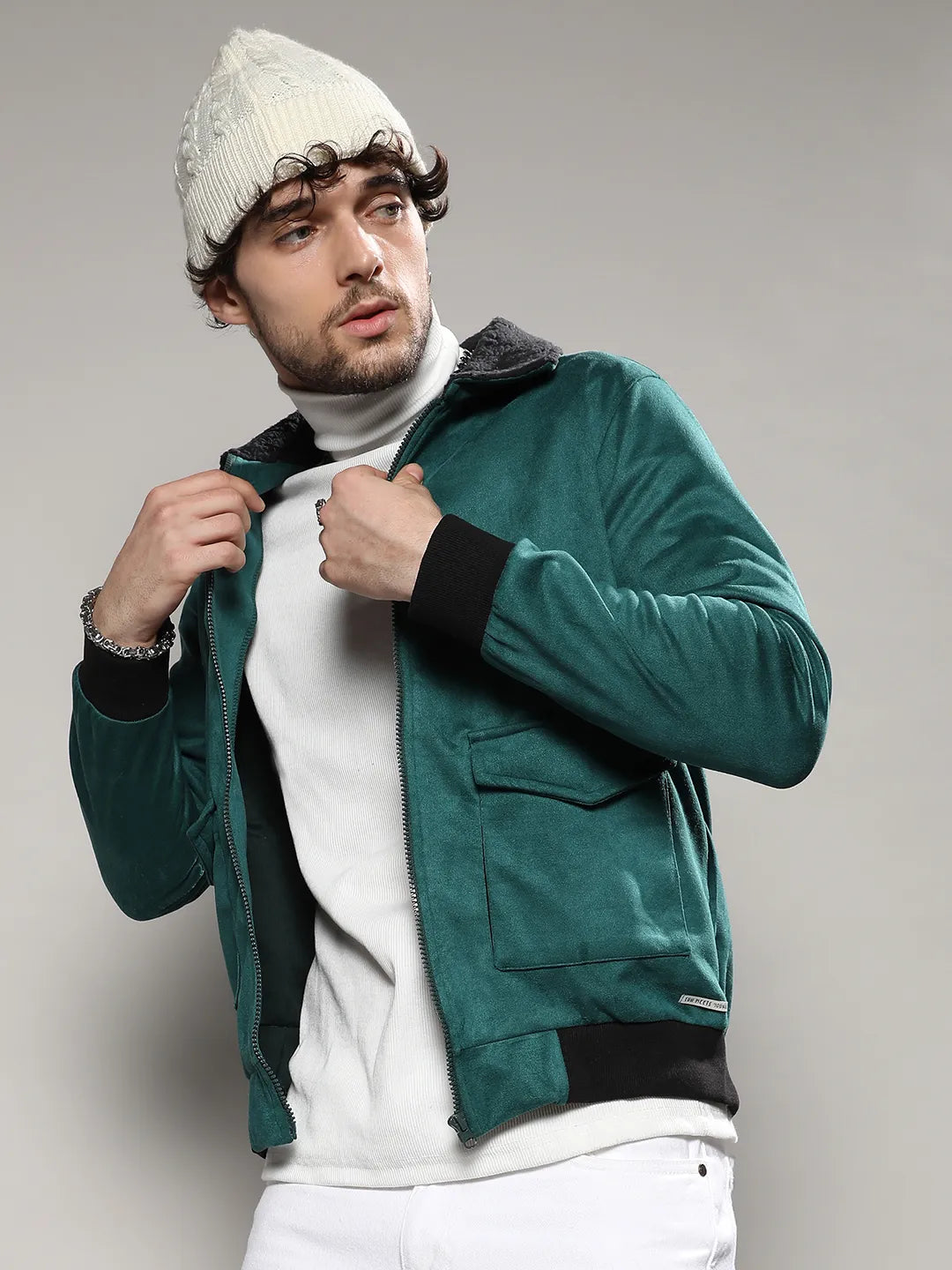 Zip-Front Jacket With Fleece Collar