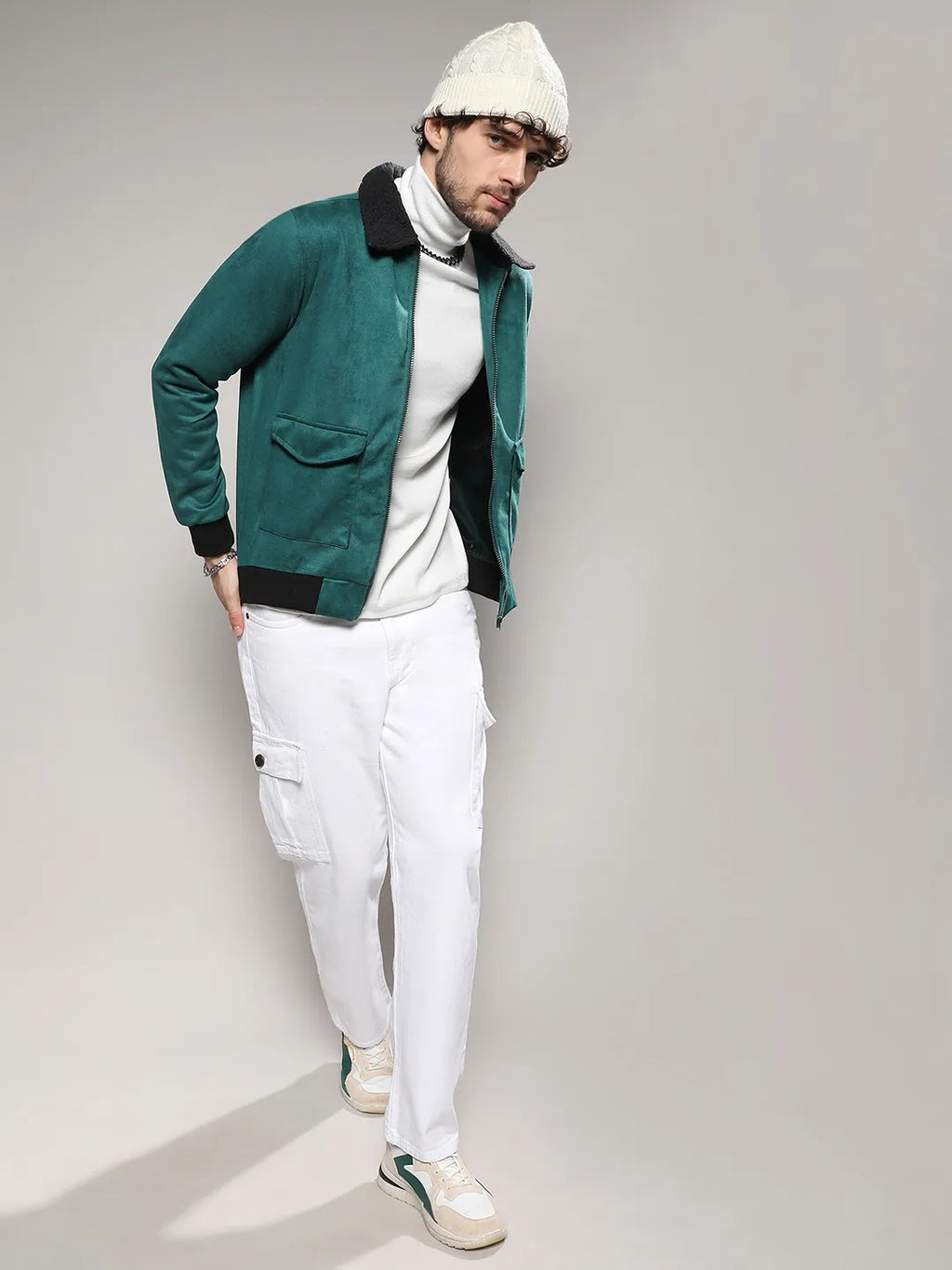 Zip-Front Jacket With Fleece Collar