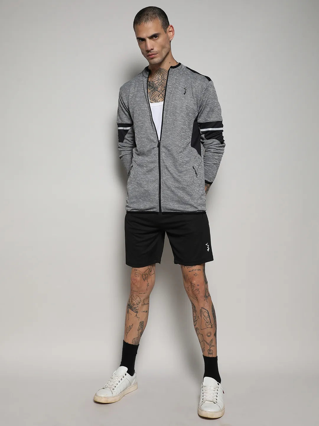 Heathered Activewear Jacket With Contrast Detail