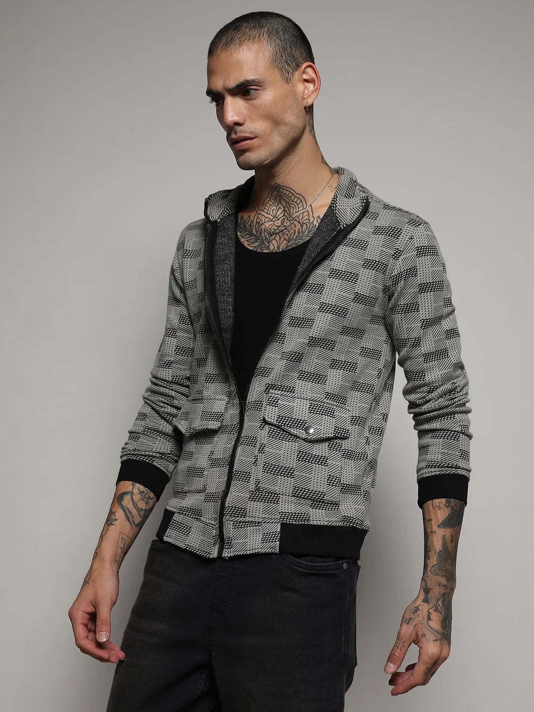 Textured Jacket With Flap Pocket