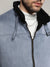 Grey Zip-Front Jacket With Fleece Detail