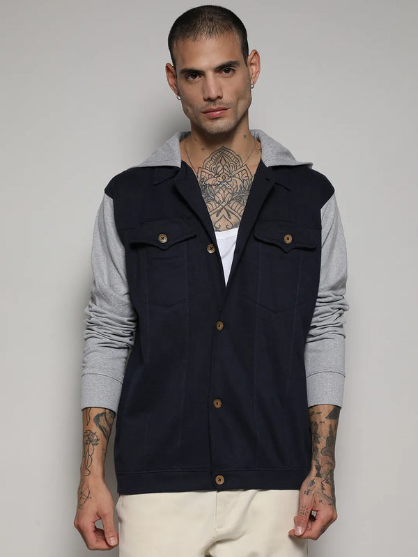 Button-Front Jacket With Contrast Detail