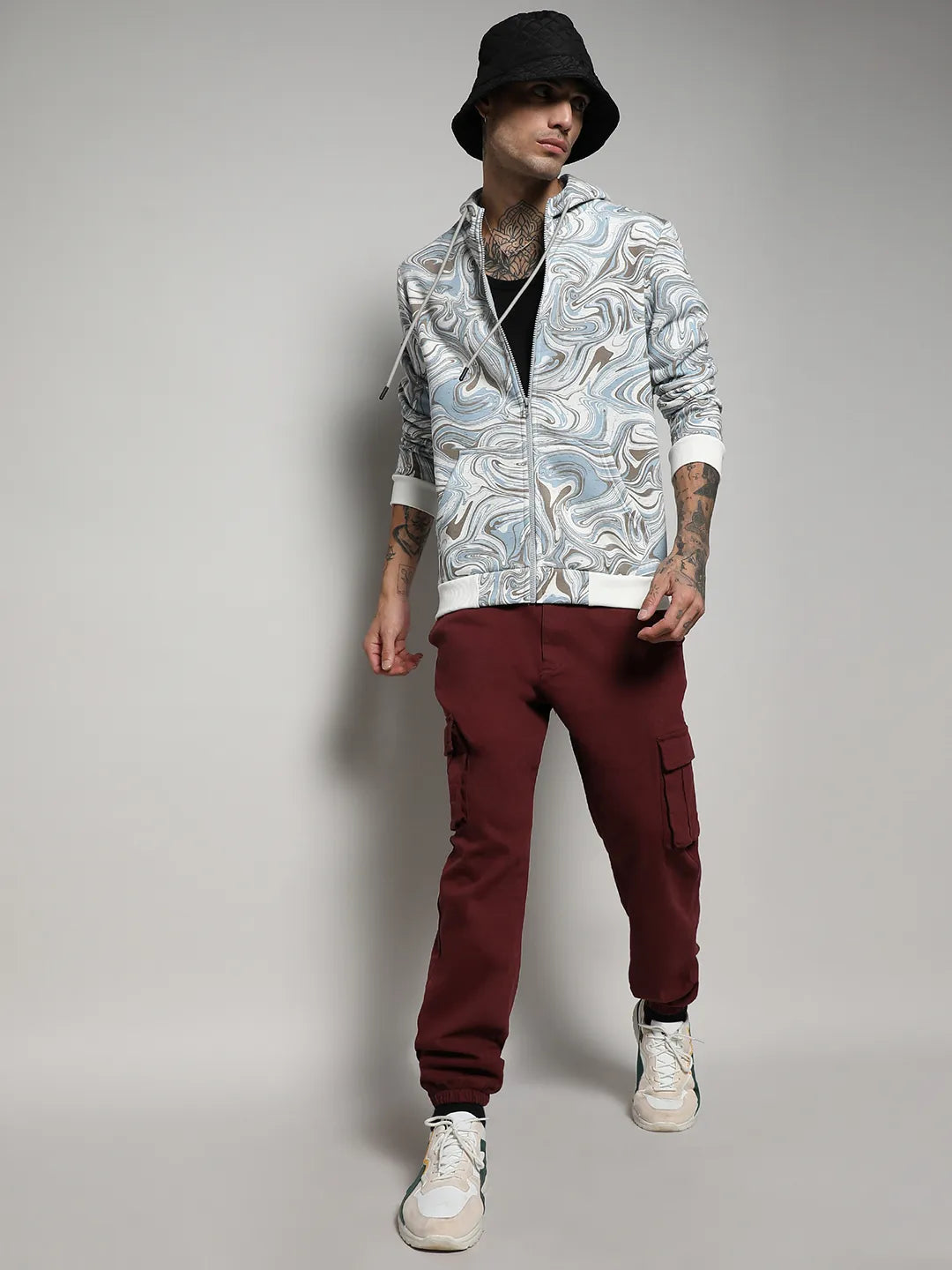 Contrast Fluid Zip Front Hoodie