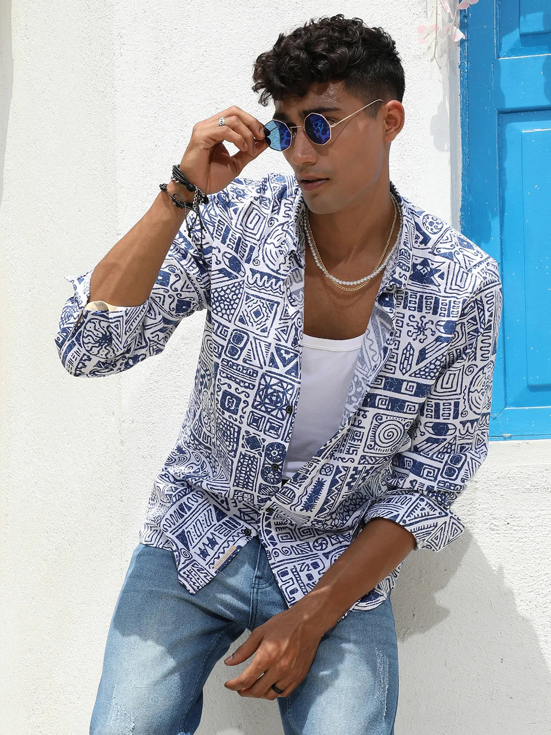 Contrast Aztec Shirt