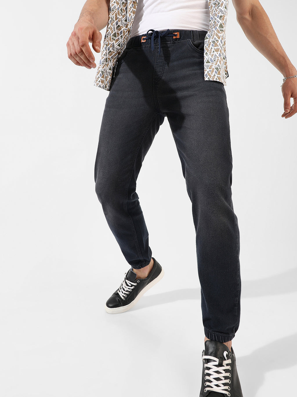 Cinched Hem Denim Jeans