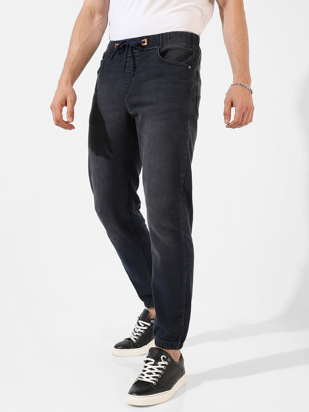 Cinched Hem Denim Jeans