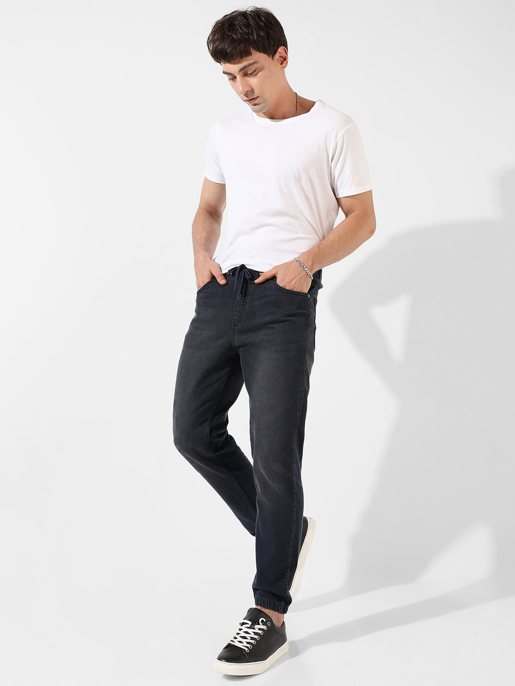 Cinched Hem Denim Jeans