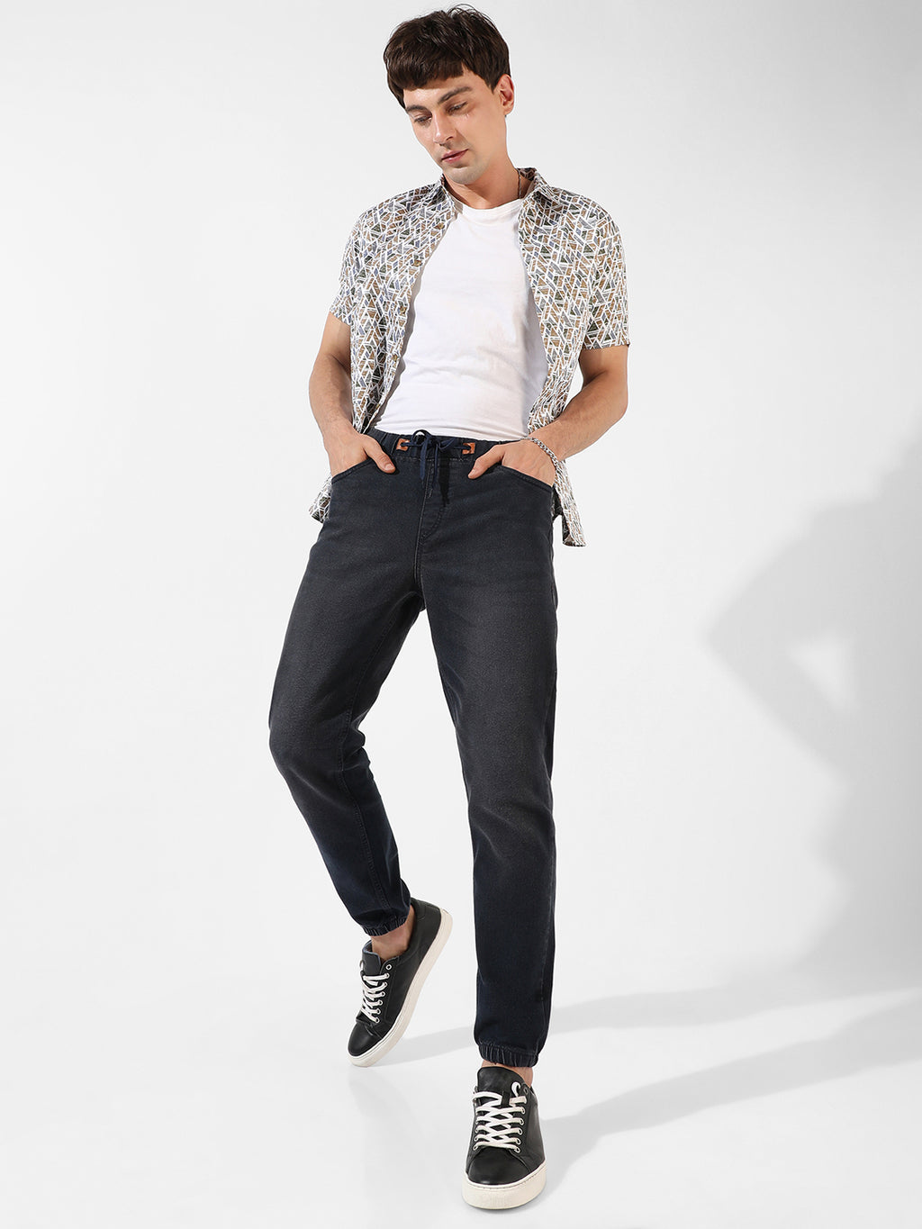 Cinched Hem Denim Jeans